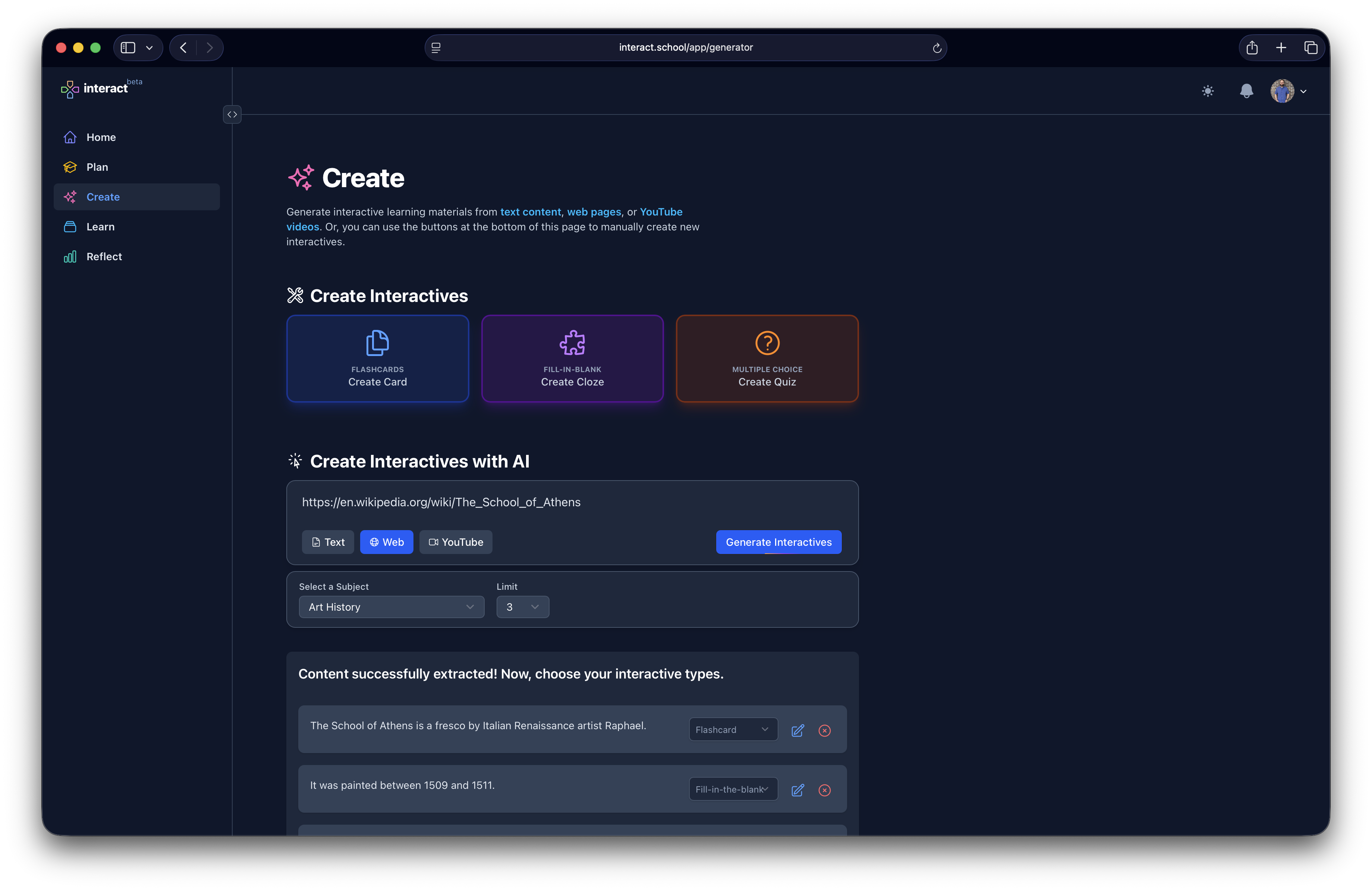 Create Interactives Screenshot